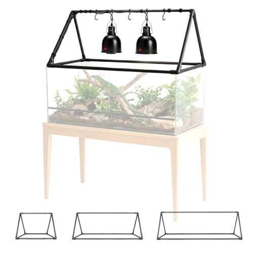 MECESOR Adjustable Reptile Lamp Stand - Triangular Reptile Light Stand with 3 Lengths for Terrariums,Heat Lamp Stand for Reptiles Tank,Stable & Space-Saving 18.5-47.2 in