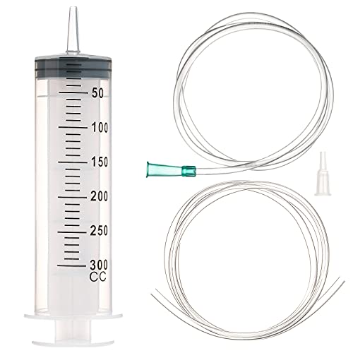 SHAOTONG 300mL Syringe Catheter Tip with 40 Inch Plastic Tube for Feeding Pets, Liquid Refilling, Drawing Oil Fluid - size: 300ML/CC