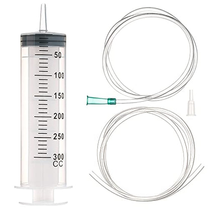 SHAOTONG 300mL Syringe Catheter Tip with 40 Inch Plastic Tube for Feeding Pets, Liquid Refilling, Drawing Oil Fluid - size: 300ML/CC
