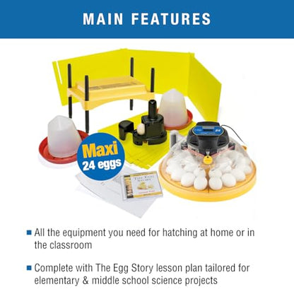 Brinsea Maxi 24 Advance Egg Incubator Classroom Kit Brooder Pack for Students with Lesson Plan, Egg Scope, EcoGlow Brooder, Plastic Chick Enclosure, Feeder and Drinker for Hatching Chicks, Ducklings - size: Classroom Kit, 24 Eggs