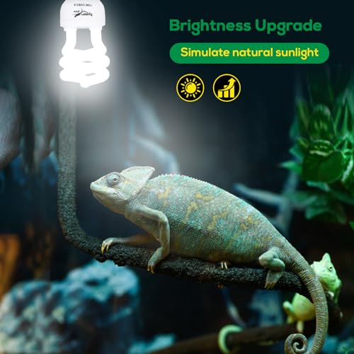 UVB Bulb for Reptiles, 5.0 13W UVB Light for Reptiles, Hygger zoo UVA UVB Reptile Light Bulb Reptile UVB Bulb UVB Light for Hermit Crab Snake Chameleon Reptile Lamp Terrarium Lamp for Tropical Reptile - size: 5.0-13W