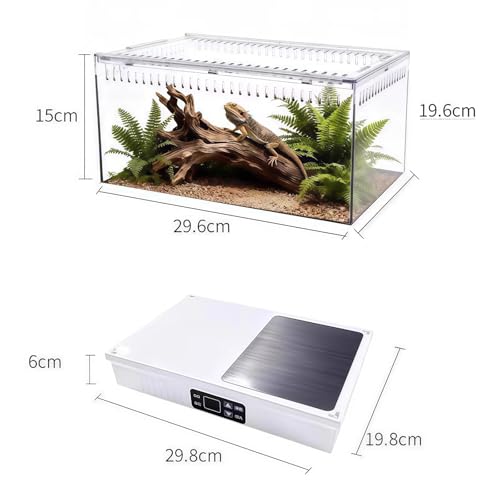 Smart Reptile Terrarium 11.8"x7.8"x10" with Thermostat | Leopard Gecko Tank, Heat/Cold Gradient, High Transparency Acrylic, Fast Heating Aluminum, Stackable for Snake/Lizard - color: White constant temperature feeding box