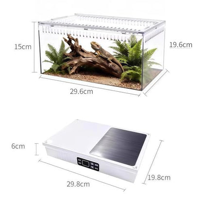 Smart Reptile Terrarium 11.8"x7.8"x10" with Thermostat | Leopard Gecko Tank, Heat/Cold Gradient, High Transparency Acrylic, Fast Heating Aluminum, Stackable for Snake/Lizard - color: White constant temperature feeding box