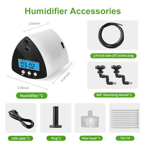 Reptile Mister System, Reptile Humidifier with LCD Screen, Mister for Reptile Tank with 2 Nozzles, Used for Chameleons, Reptiles, Tree Frogs, Snakes