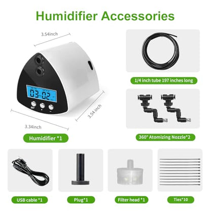 Reptile Mister System, Reptile Humidifier with LCD Screen, Mister for Reptile Tank with 2 Nozzles, Used for Chameleons, Reptiles, Tree Frogs, Snakes