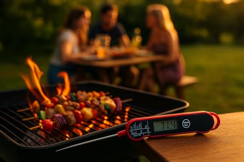 FIRELINE Digital Thermometer – Ultra Fast Waterproof Thermometer with Backlight, Foldable Probe & Magnetic Back – Commercial-Grade Instant Read for Grilling, Cooking, BBQ, Smoker, Kitchen Use