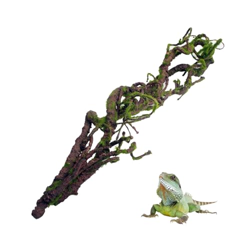 BNOSDM Reptile Bend-A-Branch Vines with Moss,Bendable Reptile Jungle Vines,Bearded Dragon Climbing Plants Tank Accessories,Pet Habitat Decor for Chameleon Geckos Snakes Lizards Frogs - color: Brown - 47.2''l Vines Decor