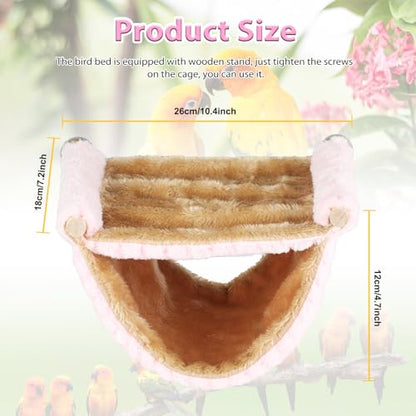 BWOGUE Winter Warm Bird Nest Bed Hanging Hammock Snuggle Hut Parrot House Tent Toy Bird Cage Perch for Parakeet Budgies Cockatiels Lovebird Cockatoo Finch Hamster Chinchilla Guinea Pig(Medium, Pink) - color: Pink, size: Medium (9"x7.2")