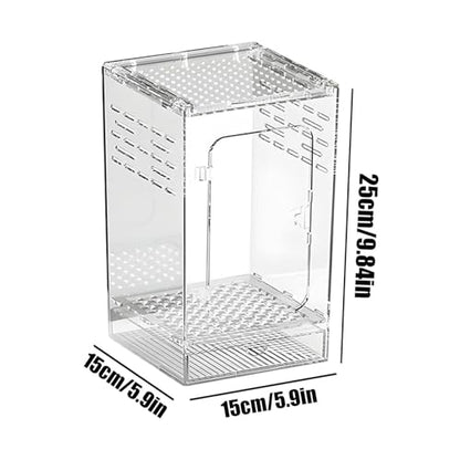 Jumping Spider Enclosure – Acrylic 15x15x25cm | Small Reptile Habitat with Dual-Sided Ventilation | Front-Opening Arboreal Tarantula Tank | Transparent Terrarium for Mantis and Invertebrate Use - color: Arboreal breeding box small