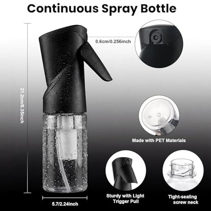1 Pack 8.5oz Continuous Spray Bottle for Hair Styling & Plants - Fine Mist Sprayer Refillable Empty Water Dispenser for Cleaning, Ironing, Watercolor & Pet Care - Black - style: A-black 1PCS