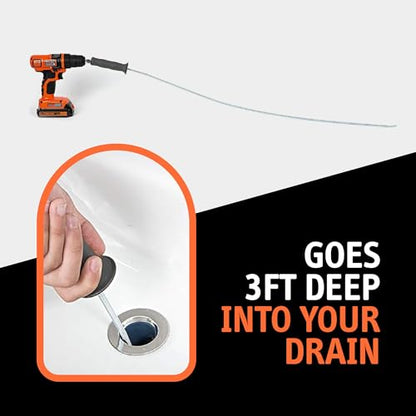 DrainShroom Reusable Sink Snake Clog Remover Tool that Attaches To Any Drill, Bathroom Bathtub Drain Cleaner Auger, Hair Catcher Drain Snake, 36 Inches Long, Stainless Steel, 1 Pack