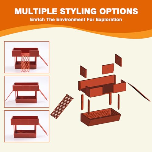 Hermit Crab Water Bowl with Climbing Platform, Rest Platform for Hermit Crab, Reptile Habitat Toy Decoration Accessories