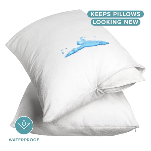 Bare Home Premium Pillow Protectors - King Size (2 Pack) - Premium 100% Waterproof & Breathable - Cooling - Vinyl Free Hypoallergenic - 10 Year Warranty (King Size, Pack of 2) - color: White, size: King