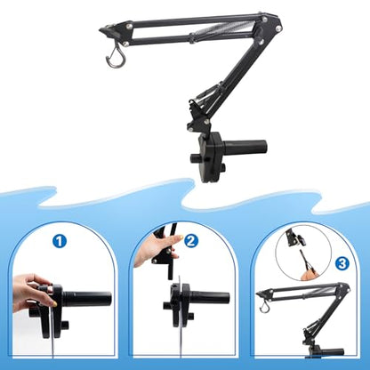 Reptile Clip Heat Lamp Stand, Adjustable Heating Light Holder with 360°Swing Arm, Suitable for Fish Tank, Terrarium Dome Bearded Enclosure, Turtles (Black)
