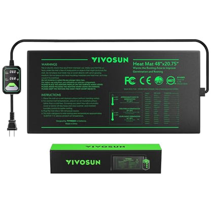 VIVOSUN 48"x20.75" Seedling Heat Mat with Built-in Temperature Controller, UL & MET-Certified Waterproof Plant Heating Pad for Germination, Hydroponics, Brewing, Breeding, and Greenhouses - size: 48"x20.75"