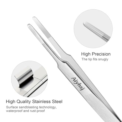 Precision Tweezer, Upgraded Professional Flat Tip Round, High-end Stainless Steel Tweezers for Craft, Electronics, Laboratory Work, Also Great Precision for Hair and Ingrown Hair Removal - style: Flat Tip Round (4.72in)