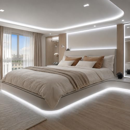 LED Strip Lights COB 16.4ft/5m Natural White 6500K, 24V Dimmable LED (Kit) | Super High Bright, Flexible COB Lights, 8mm Width Home DIY Decor & Office Commercial - color: White 6500K (Kit)