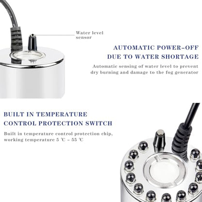 Mist Maker Fogger with Mist Volume Regulator, Water Pond Fountain Fogger with Removable Splash Guard for Water Fountain Pond Pot Rockery Sink (Mist Volume Regulator, Without Light) - size: Without Light, style: Adjustable Style