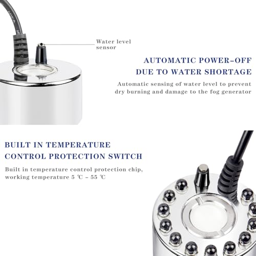Mist Maker Fogger, Water Pond Fountain Fogger for Water Fountain Pond Pot Rockery Sink (Basic Style, Without Light) - size: Without Light, style: Basic Style