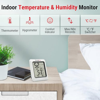 TempPro TP50 Digital Hygrometer Indoor Thermometer Room Thermometer and Humidity Gauge with Temperature Humidity Monitor(Previously ThermoPro) - size: Classic