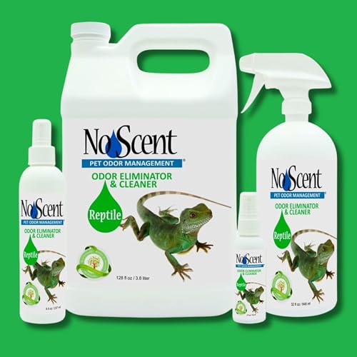 No Scent Reptile Tank Cleaner Spray & Pet Odor Management for Bearded Dragon, Turtle, Lizard Terrarium Freshener (128 Fl Oz/Gallon) - size: 128 Fl Oz (Pack of 1)