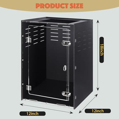 12" x 12" x 18" Reptile Enclosure, Black PVC Terrarium with Front Opening Doors, Screen Top Ventilation, Secure Lock for Arboreal Reptiles - color: Black