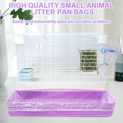 50 Pcs Disposable Cage Liners Clear Plastic Rabbit Cage Liner Bag Elastic Small Animal Toilet Film for Bunny Hamster Totoro Hedgehog Guinea Pig and Small Animals