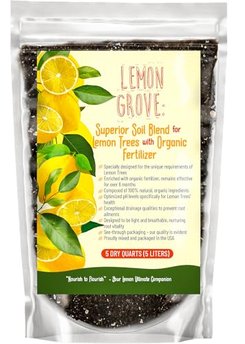 GARDENWISE Organic Lemon Tree Soil – Citrus Potting Mix with Organic Fertilizer – Ideal for Potted Lemon Trees, Meyer Lemons & Citrus Plants – Chunky, Indoor & Outdoor (5 QUARTS) - color: Lemon Tree Soil, size: 5 quarts