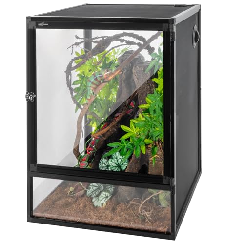 REPTI ZOO 18" x 18" x 24" Reptile Tank, Deluxe Foldable Screen Cage, 34 Gallon Vertical Terrarium with Fogger & Cable Pass, Tall Enclosure for Chameleon, Tree Frog, Crested Gecko, Arboreal Reptiles - size: 18" X 18" X 24"