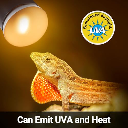 REPTI ZOO 25W Upgraded Nano Reptile Daylight Basking Spot Heat Lamp Bulb 2 Pack, UVA Full Spectrum Sun Light Daytime Heating Lamp for Reptile