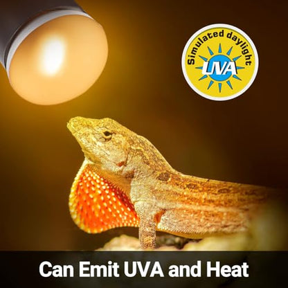 REPTI ZOO 25W Upgraded Nano Reptile Daylight Basking Spot Heat Lamp Bulb 2 Pack, UVA Full Spectrum Sun Light Daytime Heating Lamp for Reptile