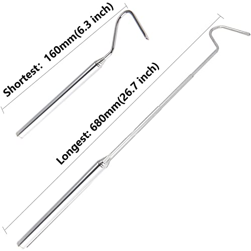 Portable Mini Snake Hook Collapsible Stainless Steel Snake Tongs and Reptile Supplies Hook Retractable Catching Snake Handling Tool 16cm to 68cm