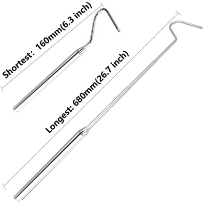Portable Mini Snake Hook Collapsible Stainless Steel Snake Tongs and Reptile Supplies Hook Retractable Catching Snake Handling Tool 16cm to 68cm