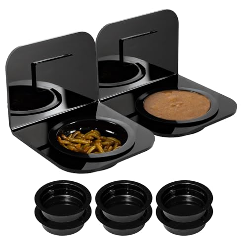 WACOOL Magnetic Reptile Ledge 2PACK, Acrylic Gecko Feeding Ledges with 6PCS Cups, Reptile Food Water Feeder Dish for Geckos Iguana Chameleon Pets
