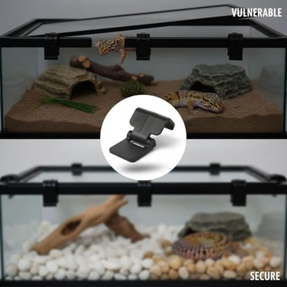 6 Pcs Terrarium Lock for 0.7 in Lid, Black Plastic Aquarium Clips, Old Version Escape Reptile Clips, Reptile Cage Lock and Pet Terrarium Lid Latch