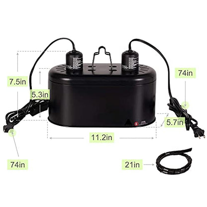 REPTI ZOO Dual Reptile Light Fixture and 49 Gallon Reptile Glass Tank Terrarium 2 in 1 Side Meshes and Side Glasses