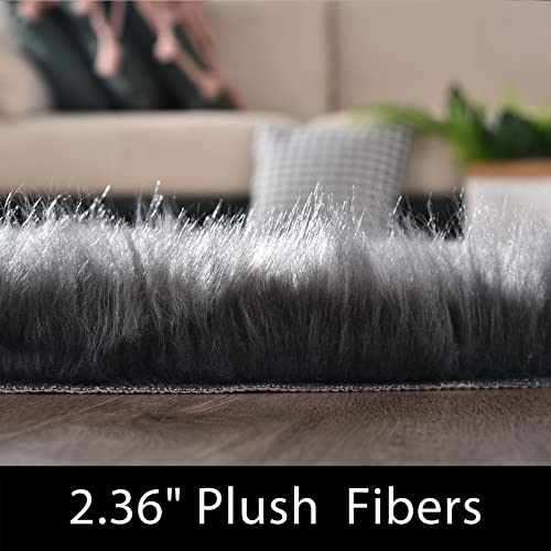 Latepis Dark Gray 2x5 Rug Runner Shaggy Machine Washable Faux Fur Rug Fluffy Shag Rugs for Living Room Bedroom Throw Rugs Room Runner - color: Dark Grey, size: 2' x 5' (Runner)