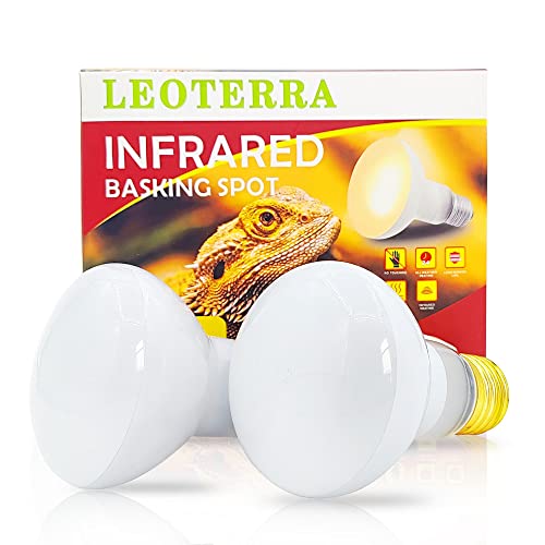 Leoterra Reptile Heat Lamp 50W Basking Spot Bulb (2 Pack) - UVA Daylight Heating for Bearded Dragon, Leopard Gecko, Turtle, Snake - E26 Terrarium Light 10-20 Gallon Winter Essential 2000+ Hours - style: B6350 Basking Light