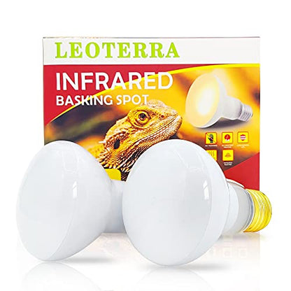 Leoterra Reptile Heat Lamp 50W Basking Spot Bulb (2 Pack) - UVA Daylight Heating for Bearded Dragon, Leopard Gecko, Turtle, Snake - E26 Terrarium Light 10-20 Gallon Winter Essential 2000+ Hours - style: B6350 Basking Light