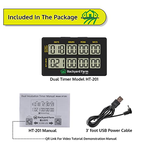 Dual Countdown Egg Incubator Double Timer for Timing Days/Hours/Minutes/Seconds Time Two Events When Incubating & Hatching Chick Quail Bird Duck or Reptile Eggs