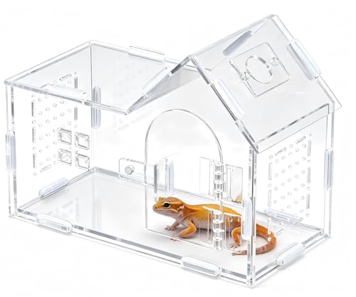 Acrylic Terrarium Jumping Spider Enclosure: Tarantula House Spider Box with Sloped Roof Magnetic Front Door - All-Side Ventilation Caterpillar Habitat Small Bug Cage for Snail Insect Mantis Frog - color: Acrylic, size: 8x4x6
