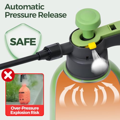 T4U 1/2 Gallon Pump Sprayer with Flexible Adjustable Nozzle, PP Hand Pump Pressure Sprayer with Built-in Measuring Cup for Home Garden Plant Care and Household Cleaning, Indoor & Outdoor Use - size: Flexible Nozzle