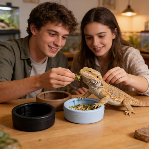 Water Dish for Reptile Tank - Anti-Escape Worm Feeder,Worm Water Dish | for Gecko Bearded Dragon Lizards Hermit Crab Snail Pet Store Terrarium Tank