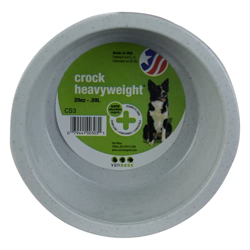 Van Ness Pets Crock Style Heavyweight Medium Bowl,20 Ounce Food and Water Dish for Cats and Dogs,Greystone,(Pack of 12) - color: Greystone, size: Medium (20 fl oz) - Pack of 12