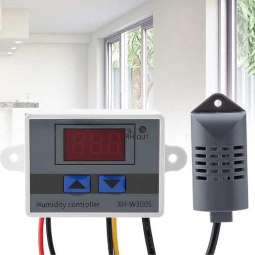Digital Humidity Controller, 0~99% RH Digital Hygrometer 12V/24V/220 V Control Switch Incubator Controller XH - W3005 for Controlling Humidity in Farms and Other Factories (12V)
