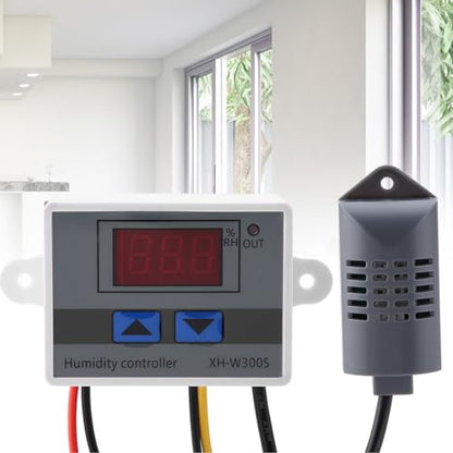 Digital Humidity Controller, 0~99% RH Digital Hygrometer 12V/24V/220 V Control Switch Incubator Controller XH - W3005 for Controlling Humidity in Farms and Other Factories (12V)