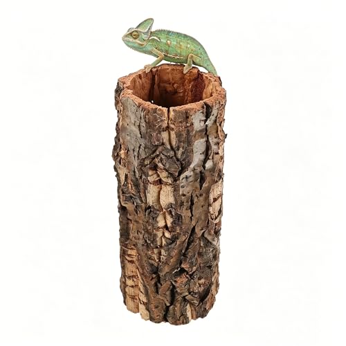 Natural Cork Bark for Reptile Hideout: Round Cork Bark Tube Terrarium Log Cave Wood Climbing Hide for Gecko Lizard Snakes Hermit Crabs Frog 3. 14×7. 8"