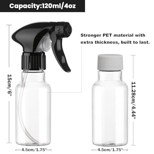 Spray Bottles 4oz/120ml Plastic Small Spray Bottle for Hair Mist/Stream Spraying Heavy Duty Empty Water Spray Bottles for Cleaning Solutions, Plants 2 Pack (Clear) - color: Clear