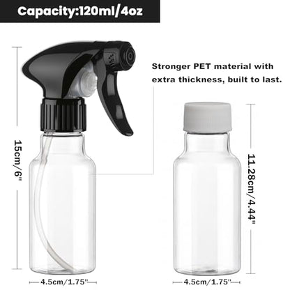Spray Bottles 4oz/120ml Plastic Small Spray Bottle for Hair Mist/Stream Spraying Heavy Duty Empty Water Spray Bottles for Cleaning Solutions, Plants 2 Pack (Clear) - color: Clear