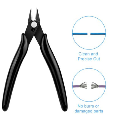 Ainiv Wire Cutters, 4PCS Spring-loaded Side Cutters Flush Cutters, Diagonal Cutters Precision Side Cutters, Diagonal Cutting Pliers in CRV Steel, Heavy Duty Cutting Pliers for Electrical, Homes - color: Black Wire Cutter-4pcs, size: 4pcs